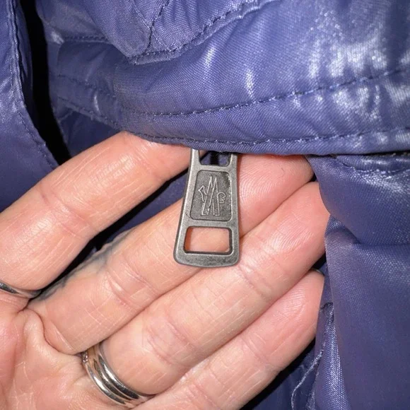 Moncler Size 2 Grenoble Puffer Down Feather Jacket 2010s Navy Blue Short Belted - Picture 10 of 14